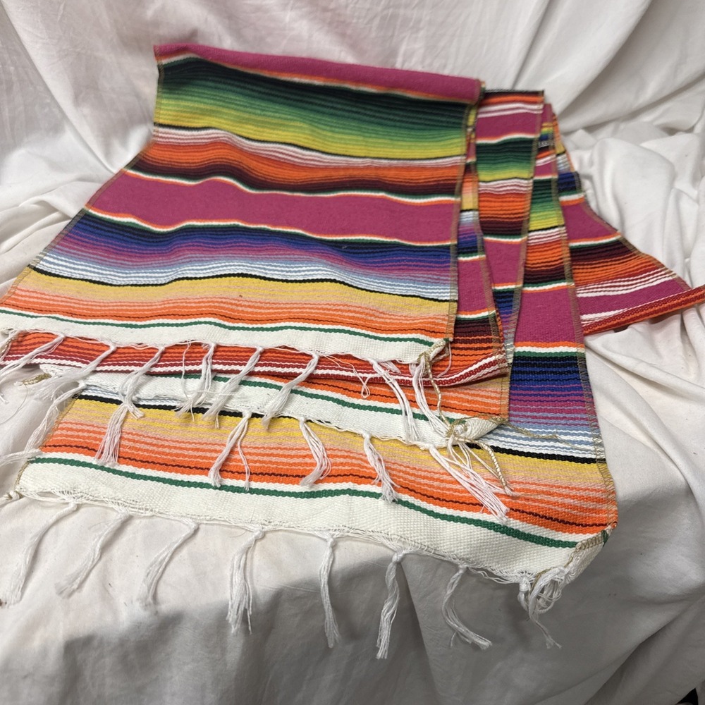 2 Woven Mexican Sarape Zarape Table Runner Cinco De Mayo Southwest Decor Party